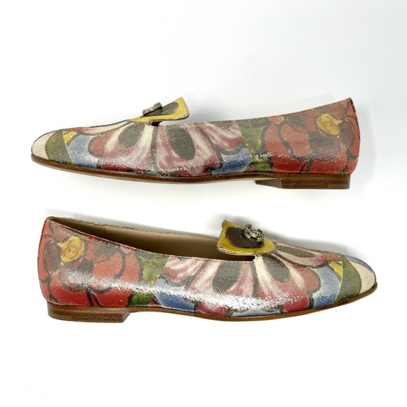 NEW Chanel Interlocking CC Logo Loafers Flats Shoes Gold Floral Leather 36.5 6 - Picture 5 of 12